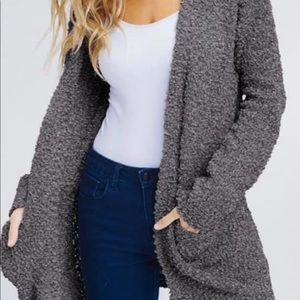 Women’s Charcoal Popcorn Cardigan